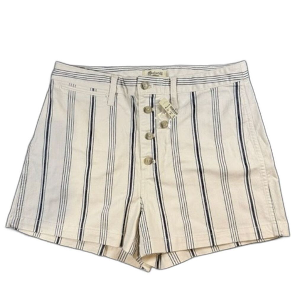 Madewell Emmett Button-Front Shorts Stripe Size 32 NWT High Rise Cotton